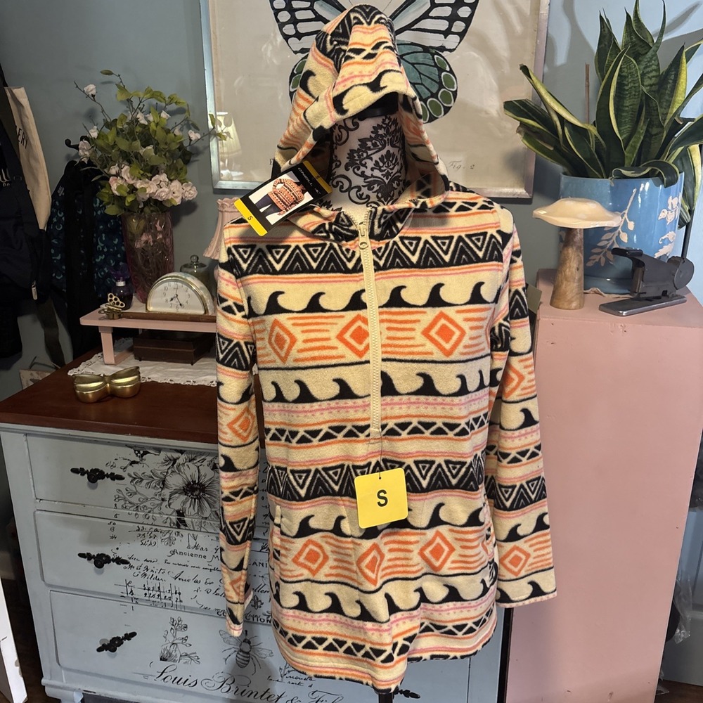 O'Neill Multicolor Aztec Half Zip Polar Fleece Hoodie Jacket Pullover Small. NWT